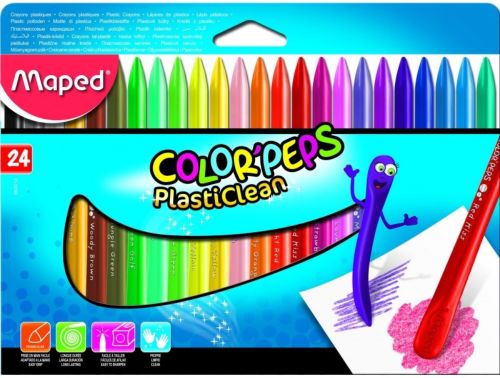 ESTUCHE 24 CERAS PLASTICLEAN COLORES SURTIDOS MAPED