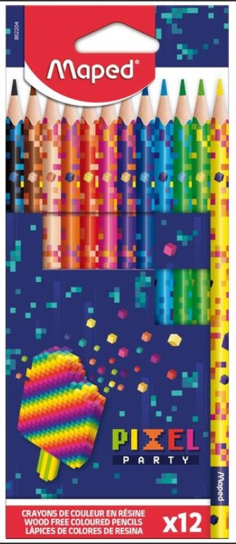 ESTUCHE 12 LAPICES DE COLORES PIXEL PARTY