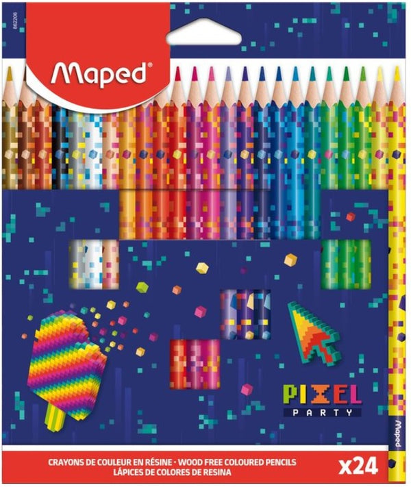 ESTUCHE 24 LAPICES DE COLORES PIXEL PARTY