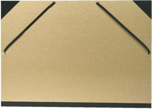 Carpeta dibujo carton con gomas a3 kraft natural con lomo y cantos de tela