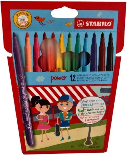 ESTUCHE 12 ROTULADORES STABILO POWER PUNTA 2MM