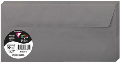 PAQ/20 SOBRE POLLEN 110X220 COLOR GRIS ACERO