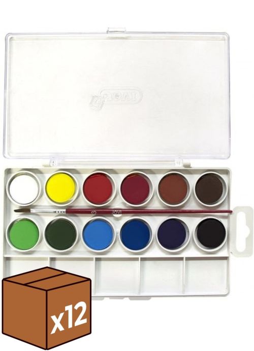 (Pack 12u.) estuche plastico 12 acuarelas jovi colores surtidos