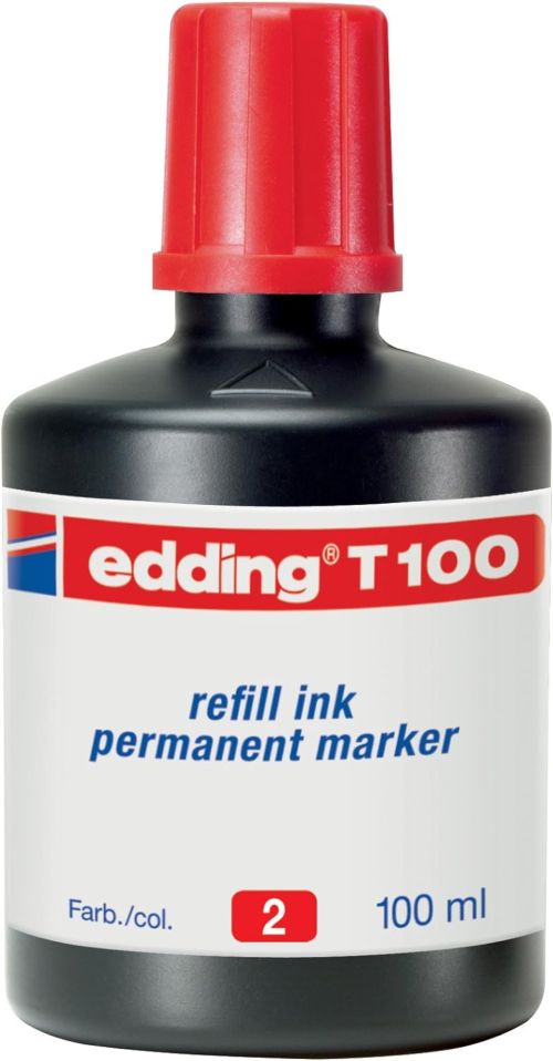 Bote de tinta rotulador edding t-100 100ml rojo