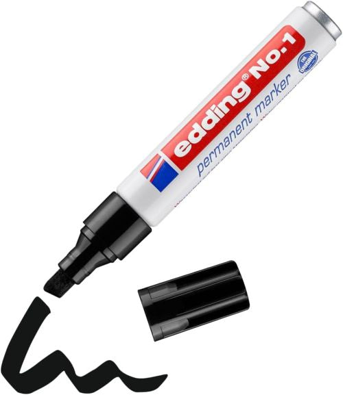 C/10 rotulador edding nº1 negro 01 permanente punta biselada