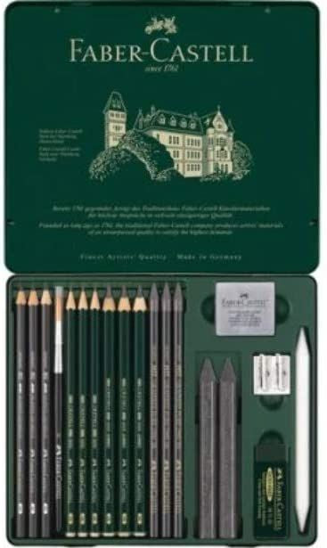 Caja metalica 19 piezas pitt grafito faber castell