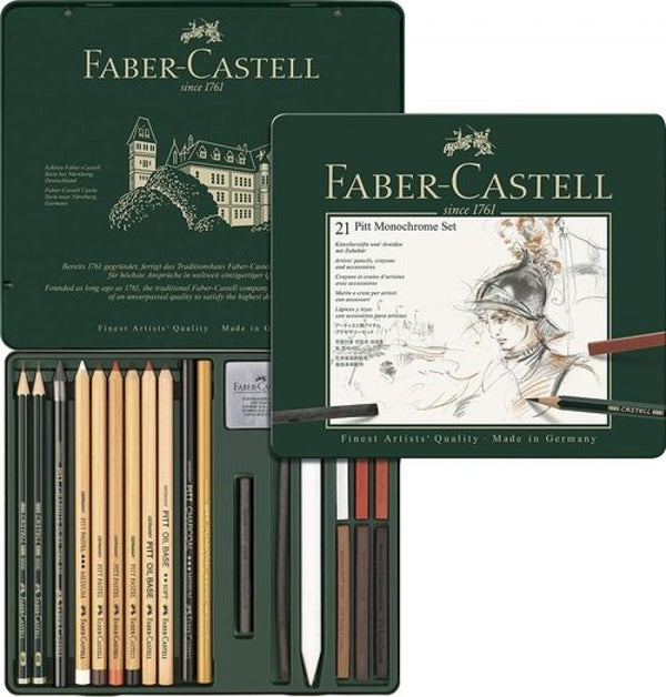 Caja metalica 21 piezas pitt monochrome faber castell