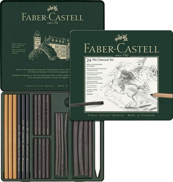 CAJA METALICA 24 PIEZAS PITT CHARCOAL FABER CASTELL