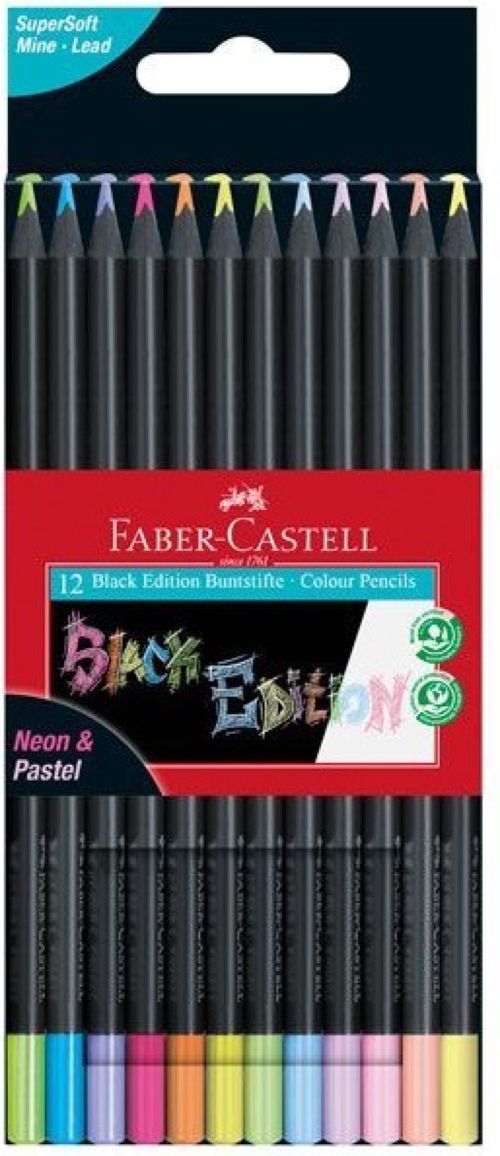 ESTUCHE 12 LAPICES DE COLORES NEON Y PASTEL BLACK EDITION