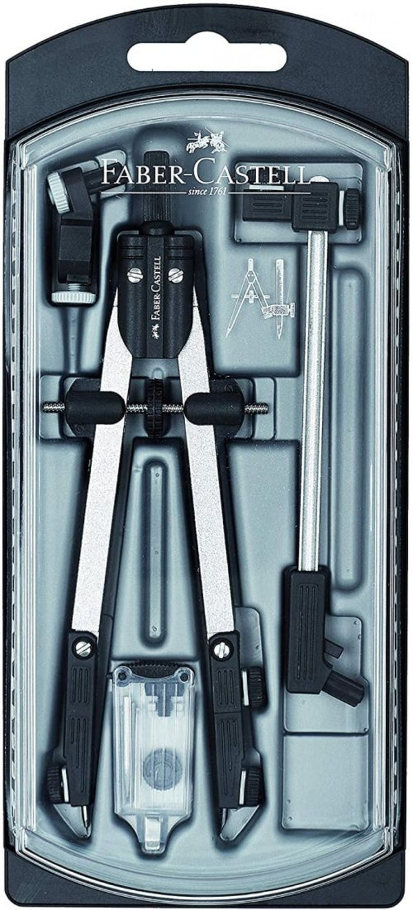 Compas de ajuste rapido con alargadera y adaptador universal Faber castell