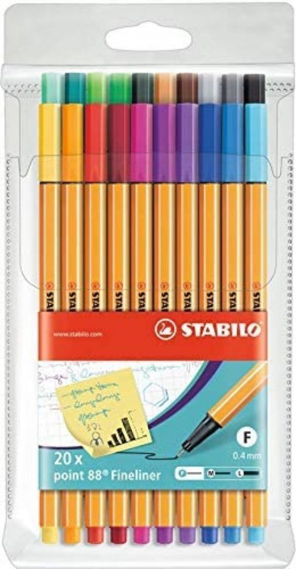 ESTUCHE 20 COLORES STABILO POINT 88 PUNTA DE FIBRA 0,4MM.