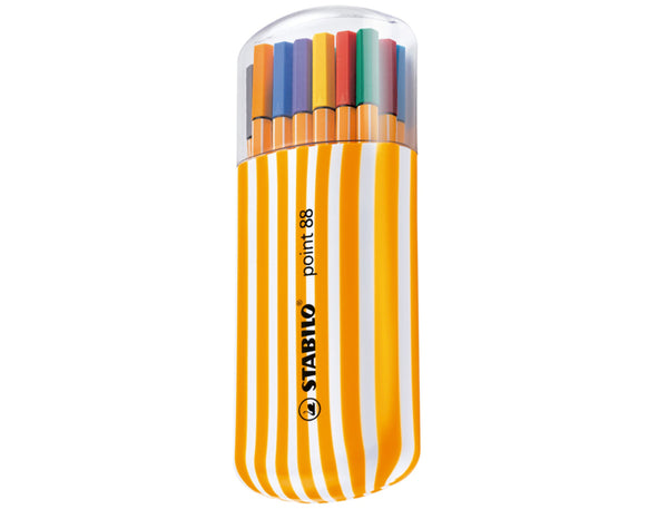 ESTUCHE 20 COLORES ZEBRUI STABILO POINT 88 PUNTA DE FIBRA