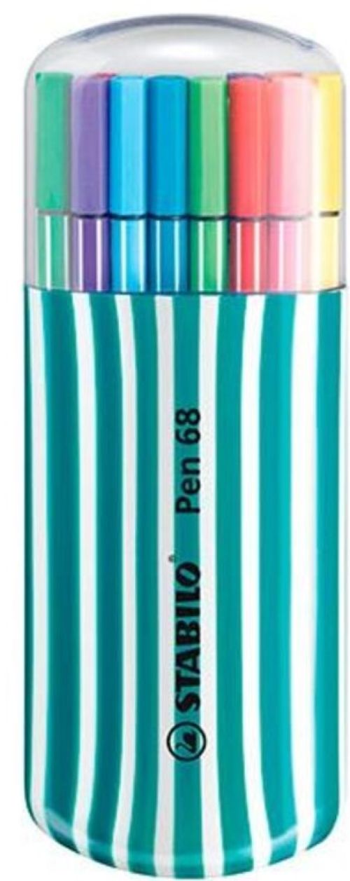 Estuche 20 colores surtidos zebrui turquesa stabilo pen 68