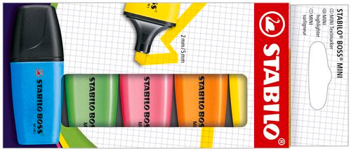 Estuche 5 marcadores stabilo boss mini