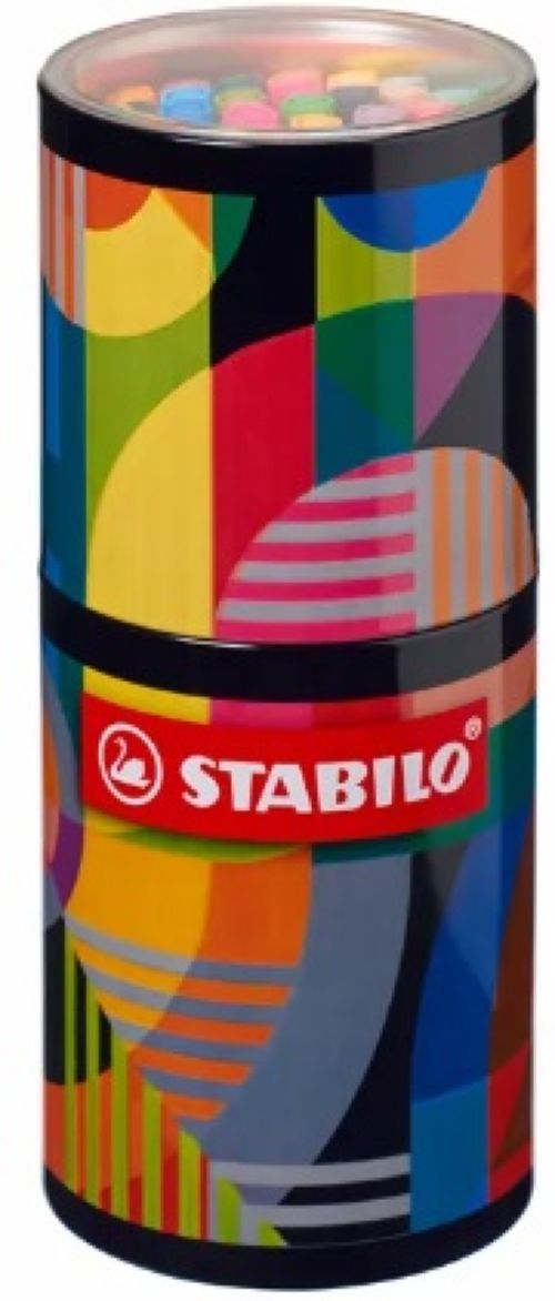 Lata redonda metal 45 colores stabilo pen 68 punta de fibra 1mm.