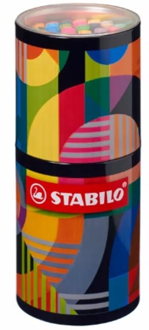Lata redonda metal 45 colores stabilo poin 88 punta de fibra 0,4 mm.
