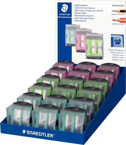 Exp 18 afilalapices doble plastico con deposito colores surtidos