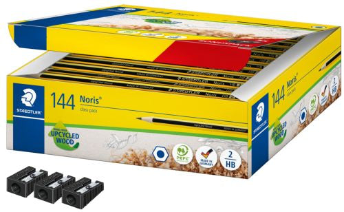C/144 lapiz de grafito noris 120-2 hb class pack + 3 afilalápices de regalo