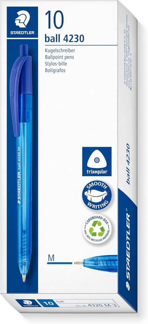 C/10 BOLIGRAFO RETRACTIL STAEDTLER BALL 4230 AZUL PUNTA M