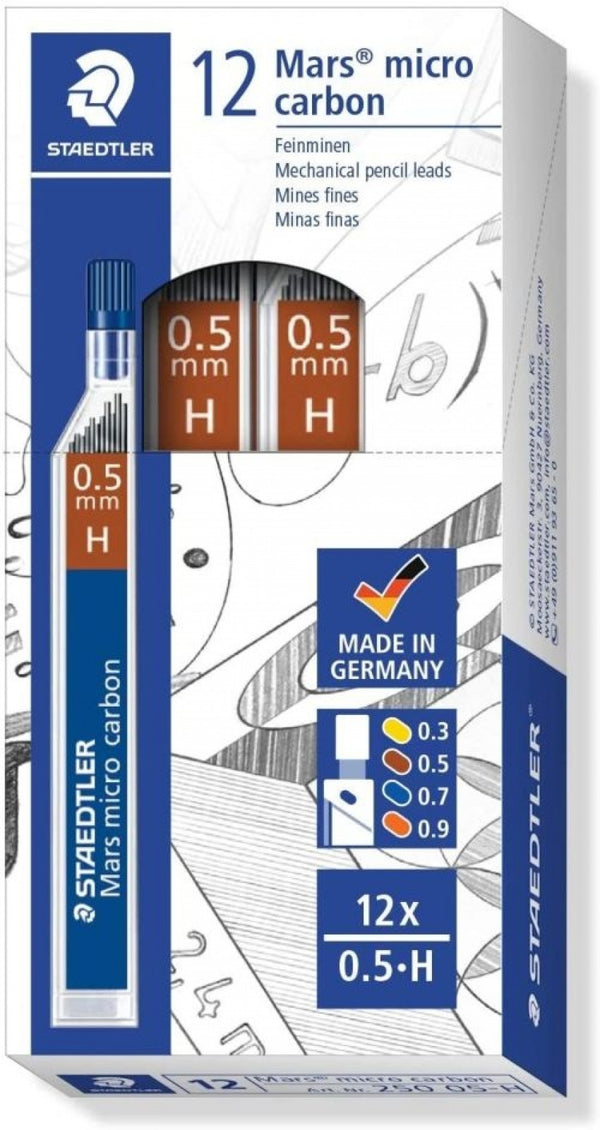 C/12 TUBOS MINAS 0,5MM H MARS MICRO CARBON STAEDTLER