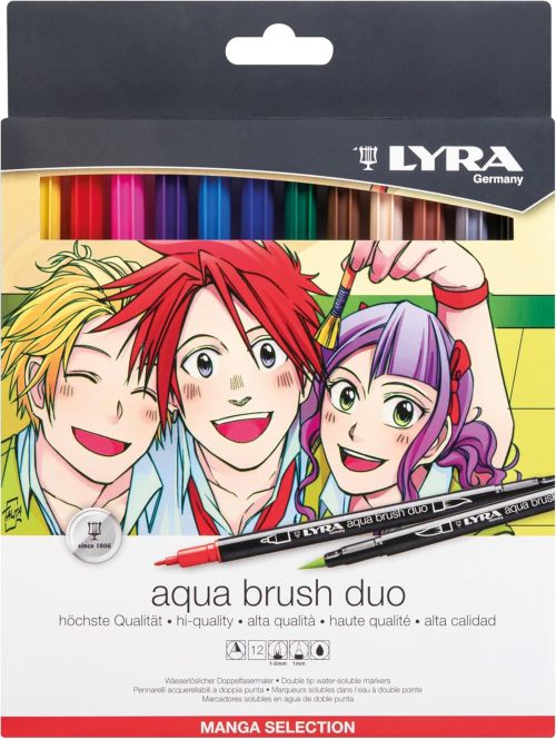 Estuche 12 rotuladores lyra aqua brush duo manga colores surtidos