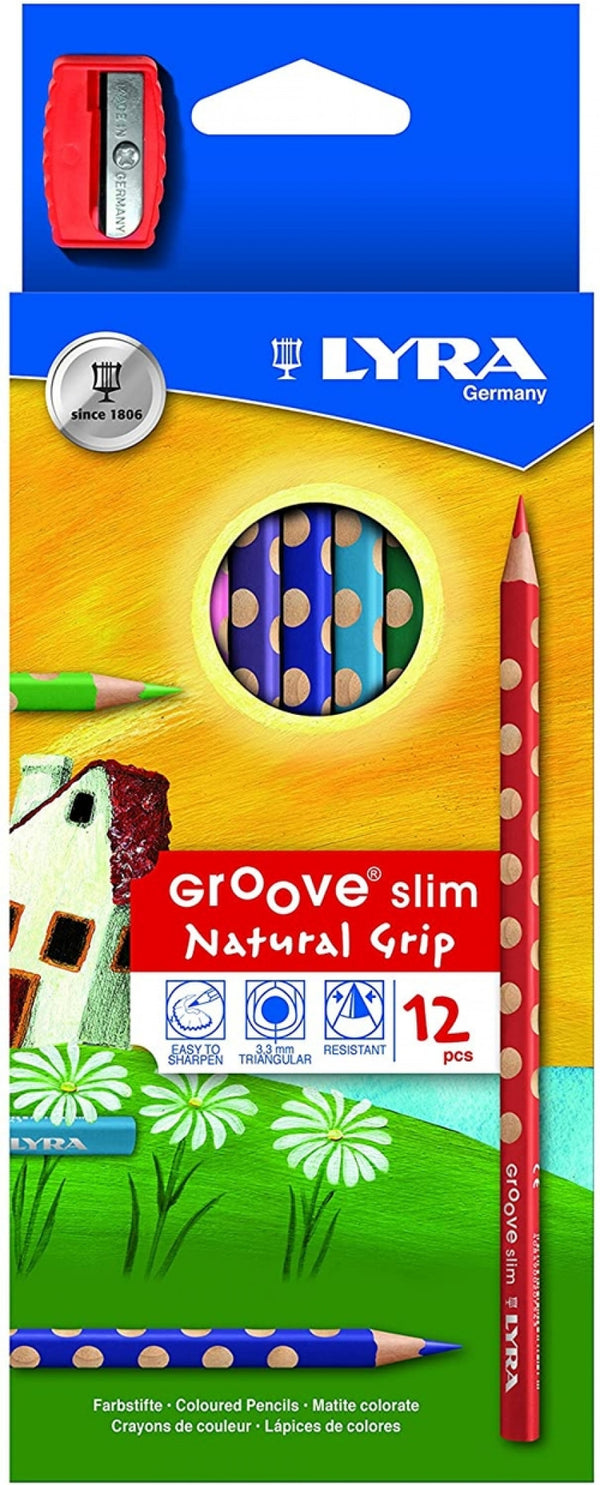 Estuche 12 lapices colores lyra groove slim + afilalapices de regalo