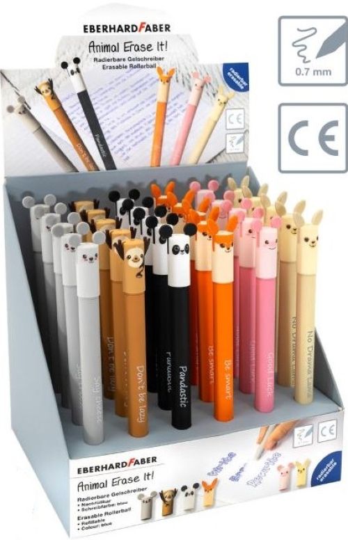 EXP 36 BOLIGRAFOS ROLLER GEL BORRABLE ANIMALES