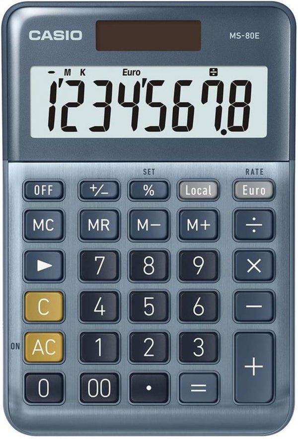 Calculadora sobremesa ms-80e 8 digitos solar/pilas azul