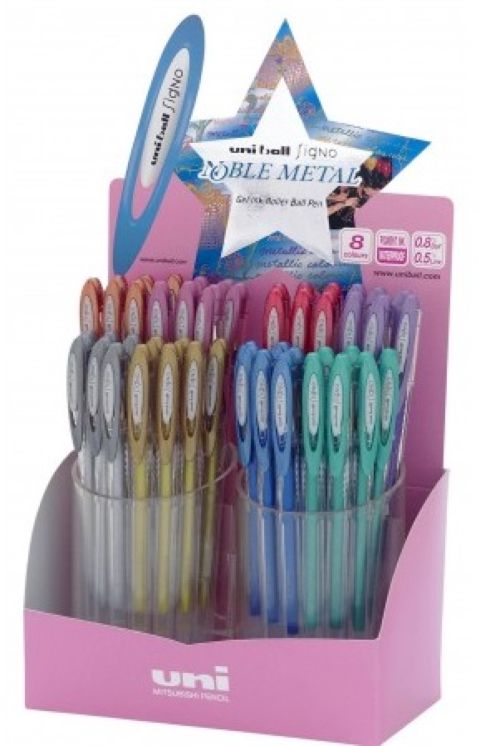 EXP 48 BOLIGRAFOS UNI-BALL SIGNO 0,8MM COLORES METAL