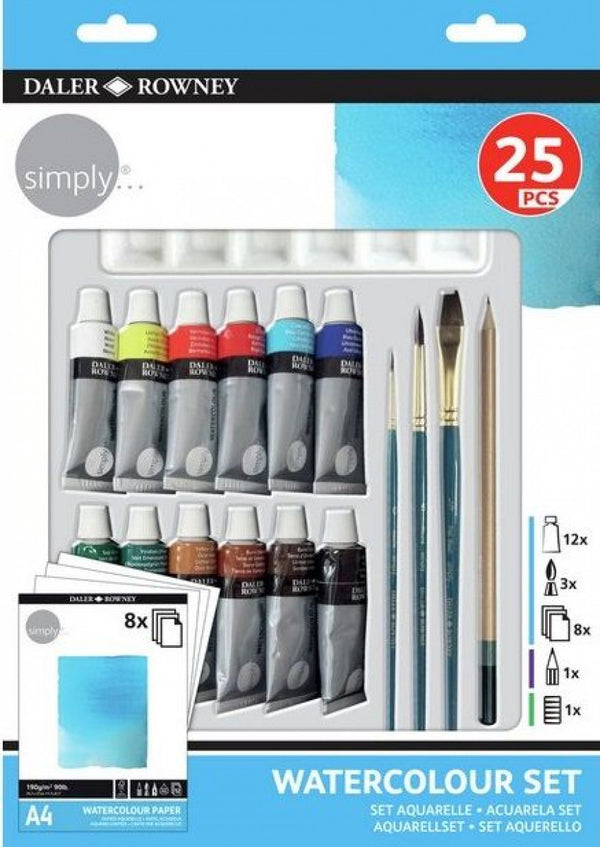 Set 25 tubos de acuarela 12ml simply Daler Rowney