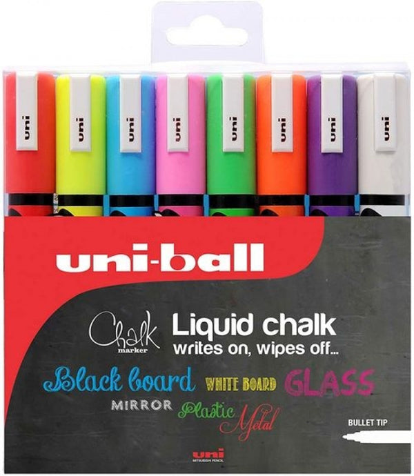 Estuche 8 rotuladores tiza liquida uni-chalk marker pwe-5m