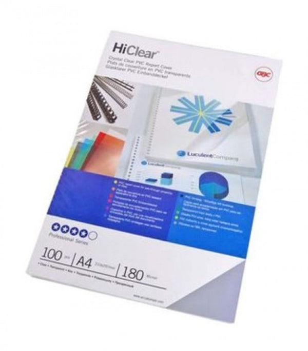 PAQ 100 TAPAS ENCUADERNAR TRANSPARENTE CRISTAL PVC A4 180MI