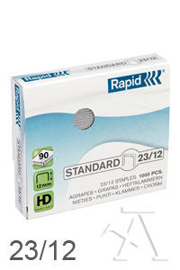 CAJA 1000 GRAPAS STANDARD 23/12 GALVANIZADAS RAPID