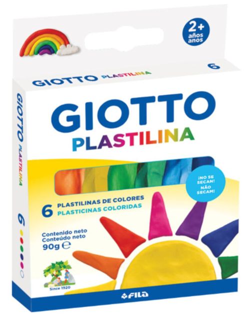 Estuche 6 barras de plastilina giotto 15 g. colores clasicos