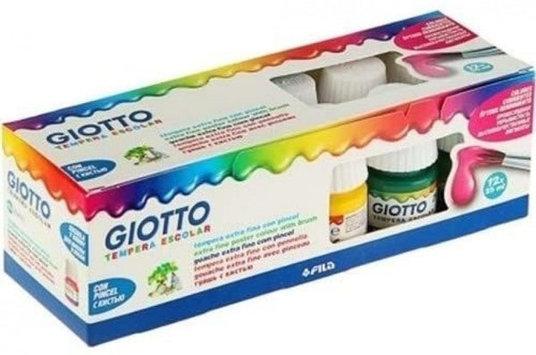 ESTUCHE 12 TEMPERAS ESCOLARES + PINCEL SURTIDO GIOTTO