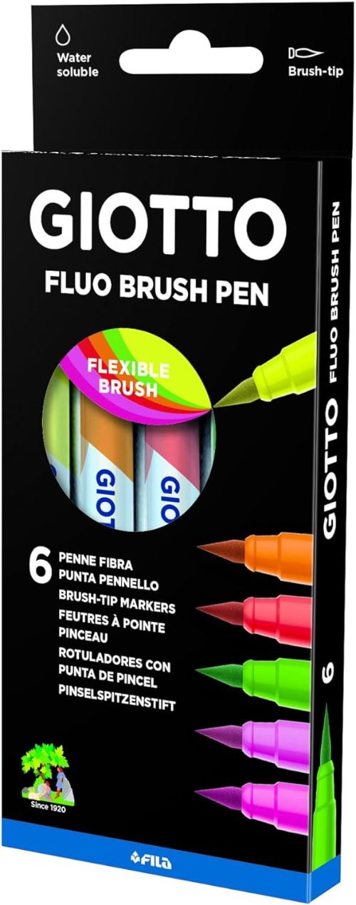 ESTUCHE 6 ROTULADORES GIOTTO TURBO SOFT BRUSH FLUOR