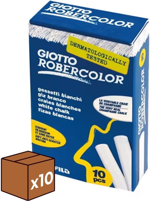 (pack 10u.) Estuche 10 tizas blancas robercolor