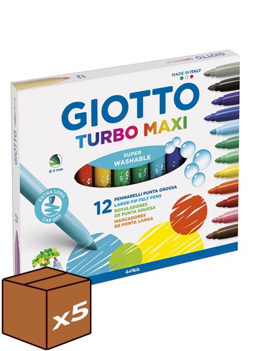 (pack 5u.) Estuche 12 Rotuladores Giotto turbo maxi superla