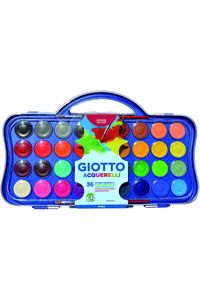 Estuche plastico 36 acuarelas giotto + 2 pinceles colores surtidos