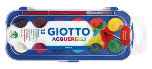 Estuche plastico 12 acuarelas giotto + pincel colores surtidos