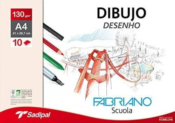 MINIPACK 10 LAMINAS DIBUJO FABRIANO A4 130G