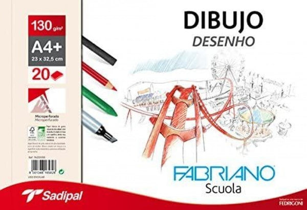 Bloc dibujo fabriano espiral a4+ 20h 130g. liso microperforado