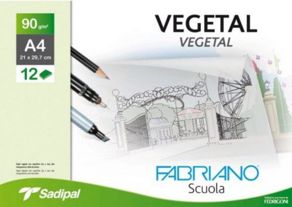 Minipack 12 hojas papel vegetal a4 90g. fabriano