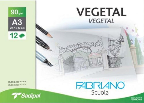 Minipack 12 hojas papel vegetal a3 90g. fabriano