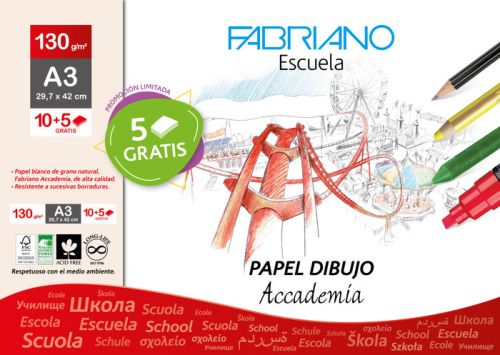 Minipack 10+5 laminas gratis dibujo fabriano a3 130g