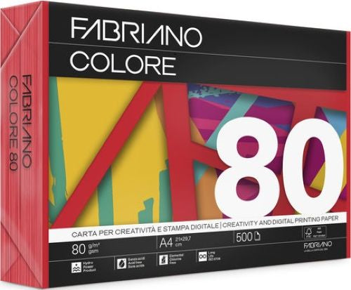 PAQUETE A4 500H 80G FABRIANO COLORE ROJO INTENSO