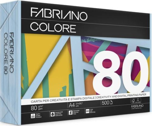 PAQUETE A4 500H 80G FABRIANO COLORE AZUL PASTEL