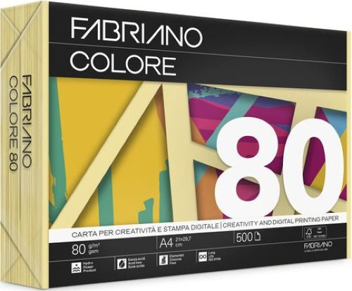 PAQUETE A4 500H 80G FABRIANO COLORE PLATANO BANANA