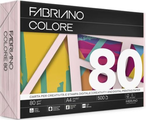 PAQUETE A4 500H 80G FABRIANO COLORE ROSA CLARO PASTEL