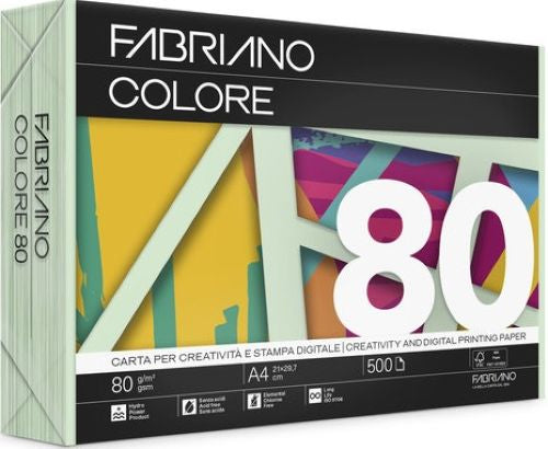 PAQUETE A4 500H 80G FABRIANO COLORE VERDE CLARO